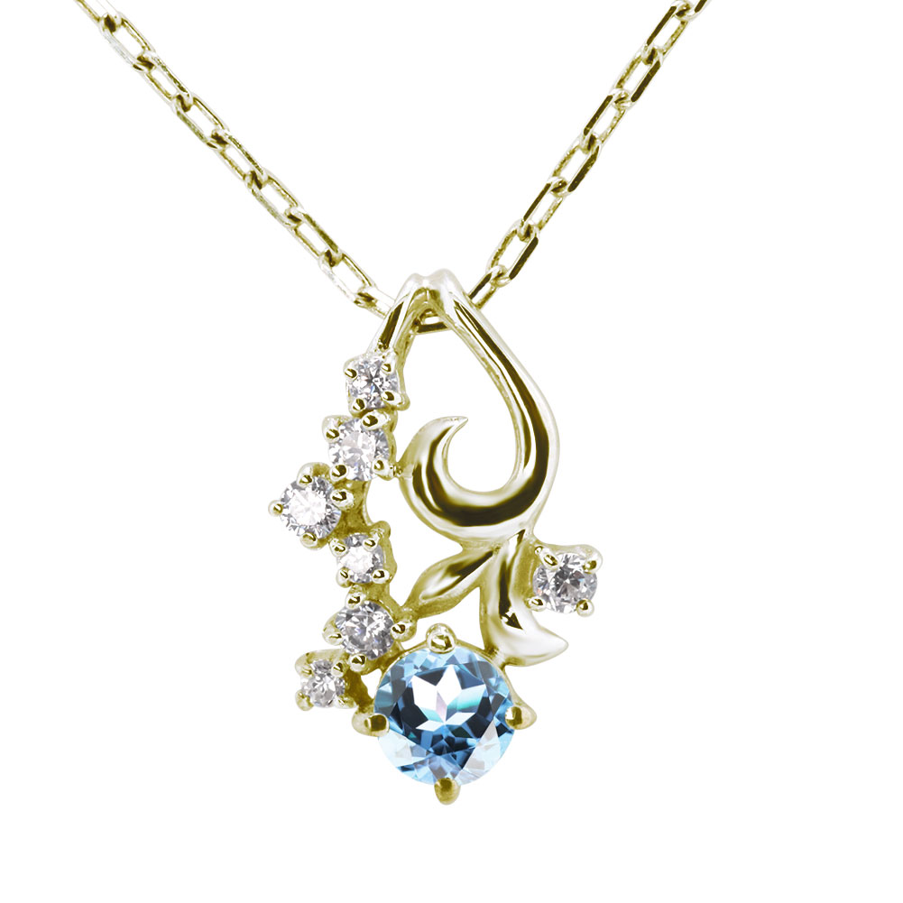 ネックレス レディース ゴールド K10 ペンダント 10金 ブルートパーズ 11月誕生石 花モチーフ レディースアクセサリー 人気 繊細 かわいい 上品 女性用 普段使い 誕生日 記念日 日本製
