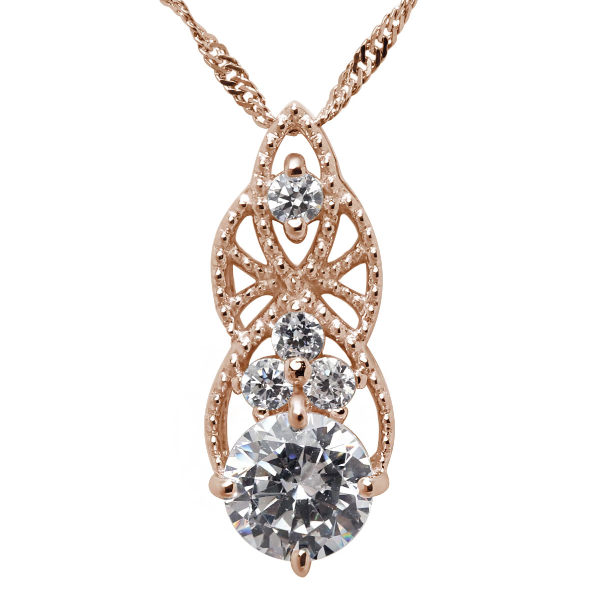 ネックレス ダイヤモンド 鑑定書付き 18金 プラチナ K18 Pt900 ペンダント 0.5ct 鑑定書 透かし レース ミルデザイン おしゃれ 大人 ご褒美ジュエリー アンティーク調｜PLEJOUR 誕生石ジュエリー専門店