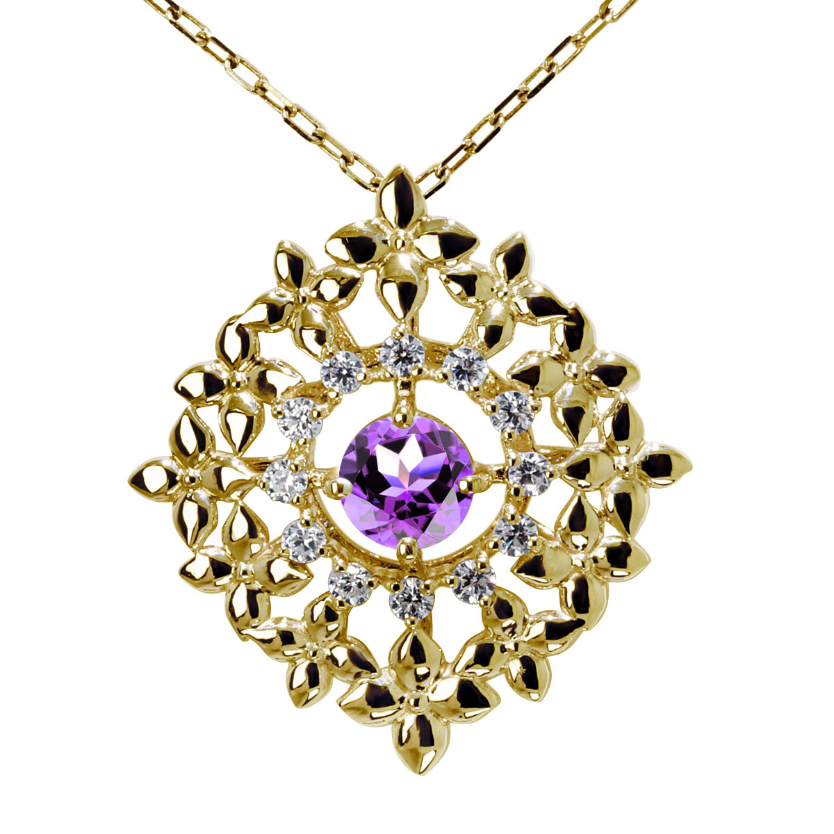 ネックレス 誕生石 選べる 花 紫陽花 ペンダント 10金 K10 レディース アジサイ 天然石 ジュエリー 花モチーフ 人気 大人 女性 上品 可愛い おしゃれ 記念日 ギフト|PLEJOUR 誕生石ジュエリー専門店