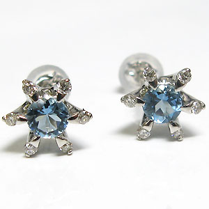アクアマリン ピアス 雪の結晶 メンズ プラチナ 父の日 2023｜PLEJOUR 誕生石ジュエリー専門店