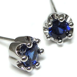 ピアス・k18・一粒・王冠・サファイア|PLEJOUR 誕生石ジュエリー専門店