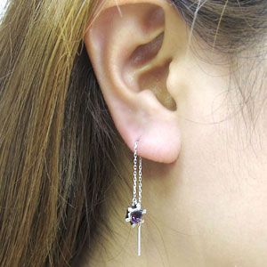 ピアス・k18・一粒・雪の結晶・アメジスト レディースジュエリー ...