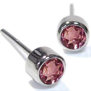 ピンクトルマリンピアス・一粒・シンプル・ピアス・K10
