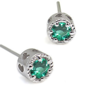 エメラルド・メンズピアス・ハート・一粒・エメラルドピアス・K10 父の日 2026|PLEJOUR 誕生石ジュエリー専門店