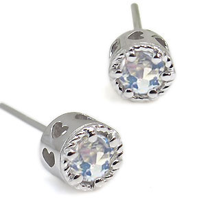 ピアス・ロイヤルブルームーンストーン・一粒・K18・ハート・ピアス|PLEJOUR 誕生石ジュエリー専門店
