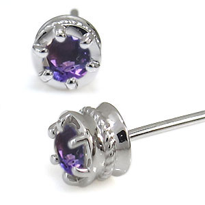 プラチナ・ピアス・一粒・アメジストピアス｜PLEJOUR 誕生石ジュエリー専門店