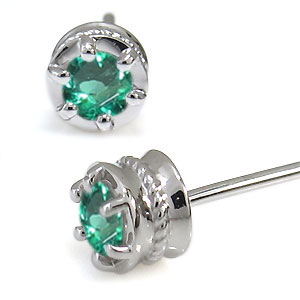 エメラルド・ピアス・一粒・エメラルドピアス・K10