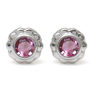 フラワー・ピアス・花・K10・ピンクトルマリン・ピアス