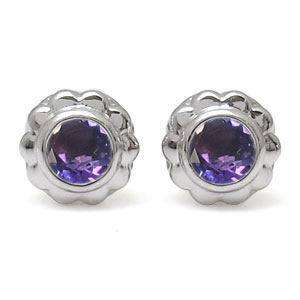 フラワー・ピアス・花・K10・アメジスト・ピアス