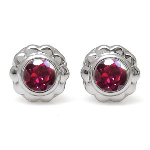 フラワー・メンズピアス・花・K10・ルビー・ピアス 父の日 2026|PLEJOUR 誕生石ジュエリー専門店