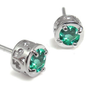 唐草・アラベスク・ピアス・シンプルピアス・エメラルド・K10