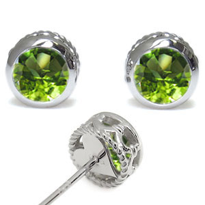 ペリドット ピアス K18 一粒 ペリドットピアス 縄 ハート|PLEJOUR 誕生石ジュエリー専門店