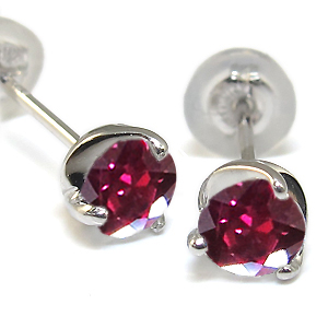 【3mm】ルビーのシンプルスタッドピアス K18YG 3mm 天然 ルビー 一粒 スタッドピアス 2P 両耳用 シルバー925