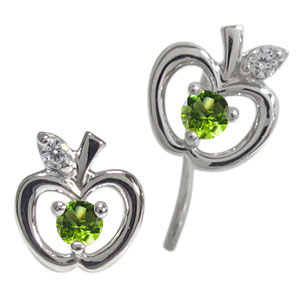 ペリドット ピアス リンゴ プラチナ 林檎 ピアス｜PLEJOUR 誕生石ジュエリー専門店
