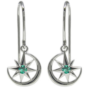 エメラルド・ピアス・18金・月・星・ピアス・フックピアス｜PLEJOUR 誕生石ジュエリー専門店