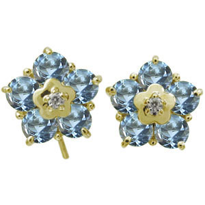 アクアマリンサンタマリア メンズピアス 花 フラワー メンズピアス キャッチ不要 フックピアス 10金 父の日 2026｜PLEJOUR 誕生石ジュエリー専門店