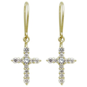ダイヤモンド ピアス クロス フックピアス K18 レディース プレゼント 母の日 2026｜PLEJOUR 誕生石ジュエリー専門店