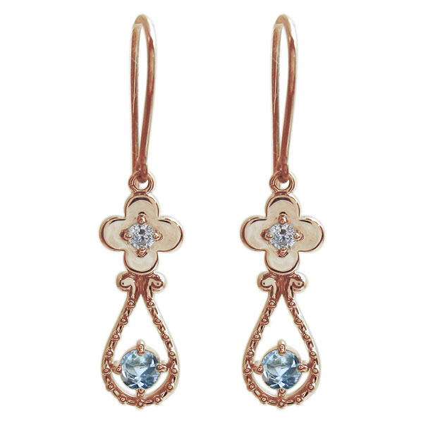 誕生石 フラワーピアス 花 フックピアス ミル打ち 10金 K10 レディース 花モチーフ 天然石 ジュエリー 女性 大人 プレゼント ギフト 誕生日 クリスマス