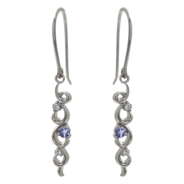 タンザナイト ピアス プラチナ アラベスク 唐草　フックピアス