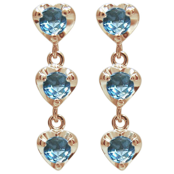 ブルートパーズピアス ハートピアス トリロジー ピアス 18金