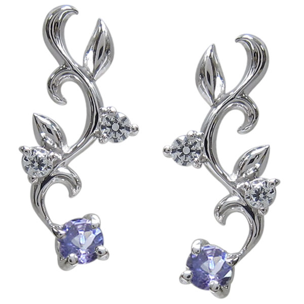 唐草 ピアス アラベスク プラチナ タンザナイト ピアス｜PLEJOUR 誕生石ジュエリー専門店