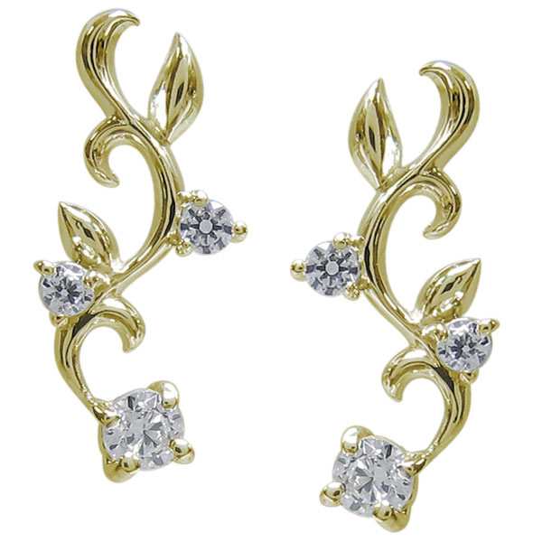 ダイヤモンドピアス アラベスク ピアス 唐草 18金 ピアス｜PLEJOUR 誕生石ジュエリー専門店