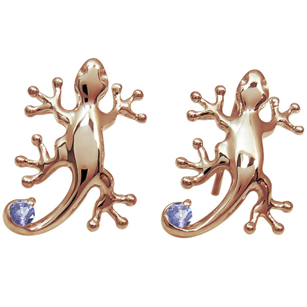 ヤモリピアス タンザナイト ピアス 外れにくい ピアス K18