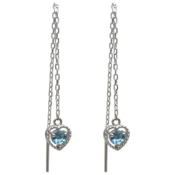 プラチナ ブルートパーズピアス 揺れる ロングピアス ハートピアス 37,310円