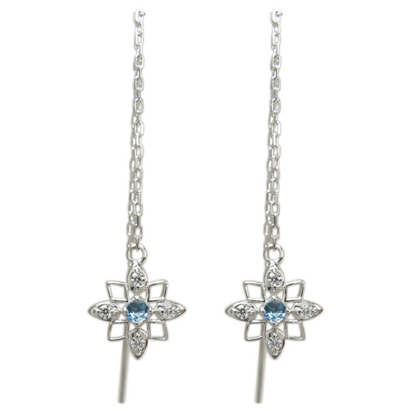 プラチナ ブルートパーズピアス ロングピアス 星 揺れる ピアス 88,900円