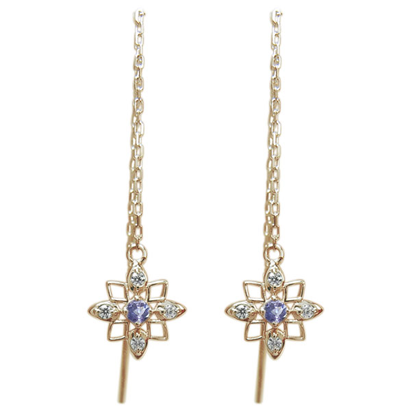 18k ピアス 星 揺れる ロングピアス 18金 チェーンピアス 誕生石 レディース スターモチーフ 選べる天然石 おしゃれ 大人 エレガント 女性 人気 上品｜PLEJOUR 誕生石ジュエリー専門店