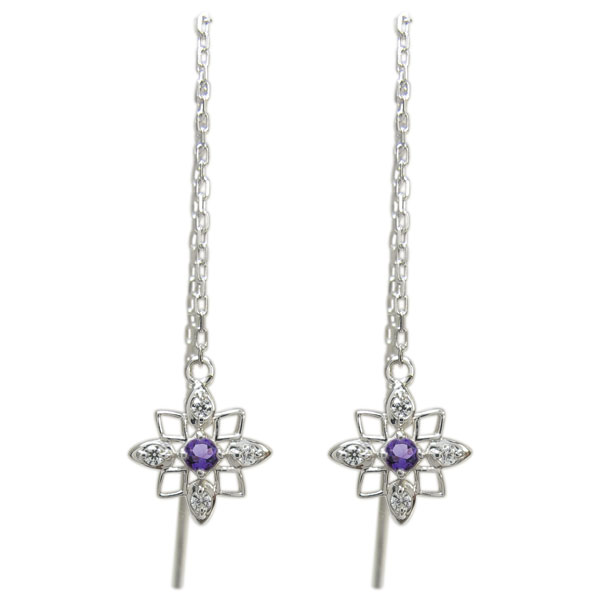 プラチナ アメジストピアス ロングピアス 星 揺れる ピアス 88,900円