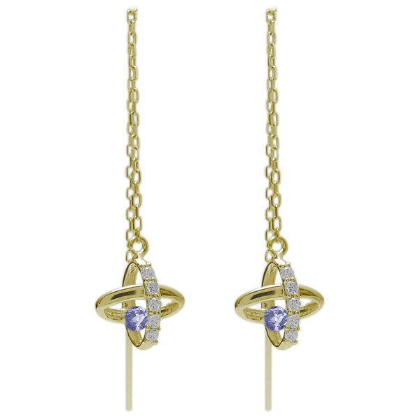 宇宙 ピアス タンザナイト 一粒 ロングピアス 10金 36,205円
