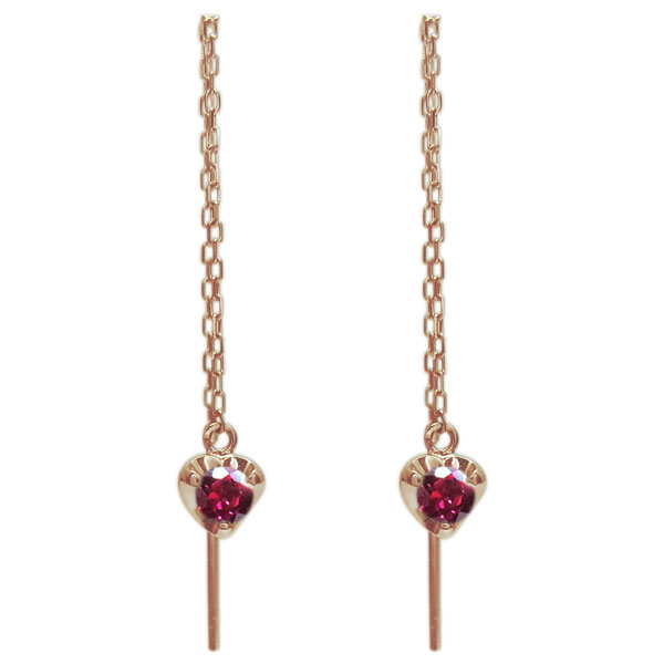 ハートピアス ルビー ロングピアス 一粒 ハートピアス｜PLEJOUR 誕生石ジュエリー専門店