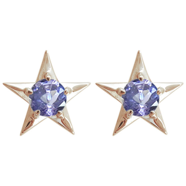 スターピアス タンザナイト 星ピアス K10 スタッドピアス｜PLEJOUR 誕生石ジュエリー専門店