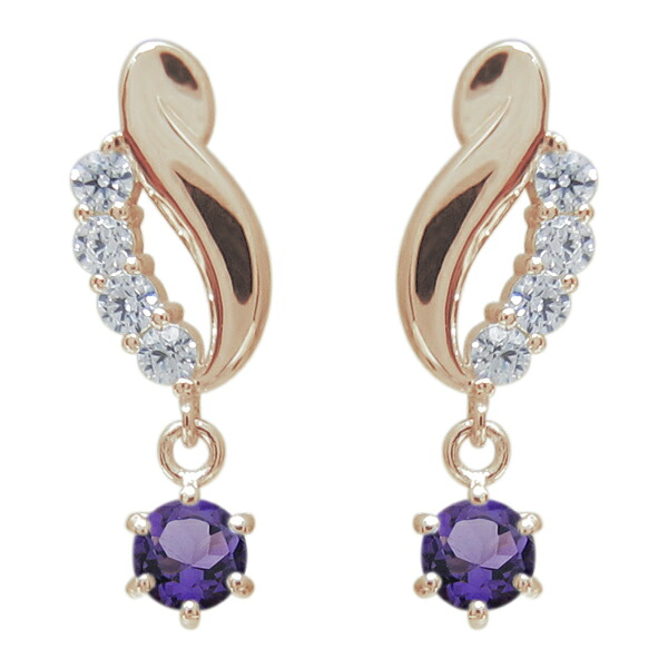 シンプルピアス アメジストピアス K18ピアス 上品｜PLEJOUR 誕生石ジュエリー専門店