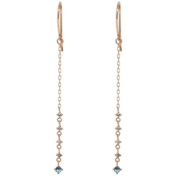 ロングピアス 揺れる シンプル 誕生石 18金 フックピアス