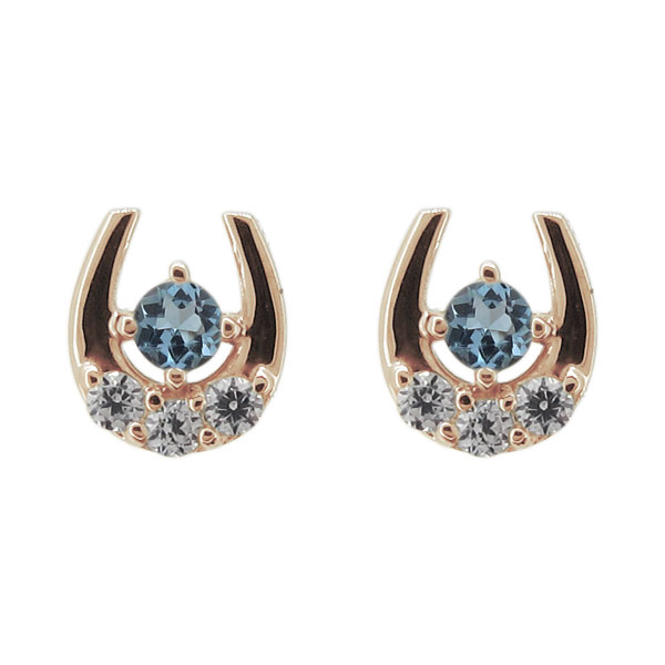 ホースシューピアス アクアマリン ピアス レディース 10金 シンプル アクアマリンピアス 3月誕生石 女性用 かわいい おしゃれ スタッドピアス 自分用｜PLEJOUR 誕生石ジュエリー専門店
