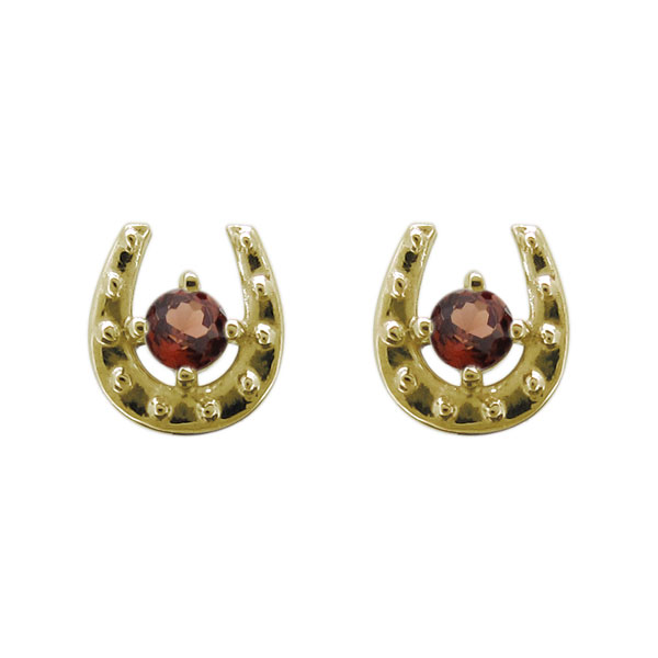 レディース スタッドピアス 18k ホースシュー ガーネット ピアス 18k 18金 プレゼント 母の日 2026