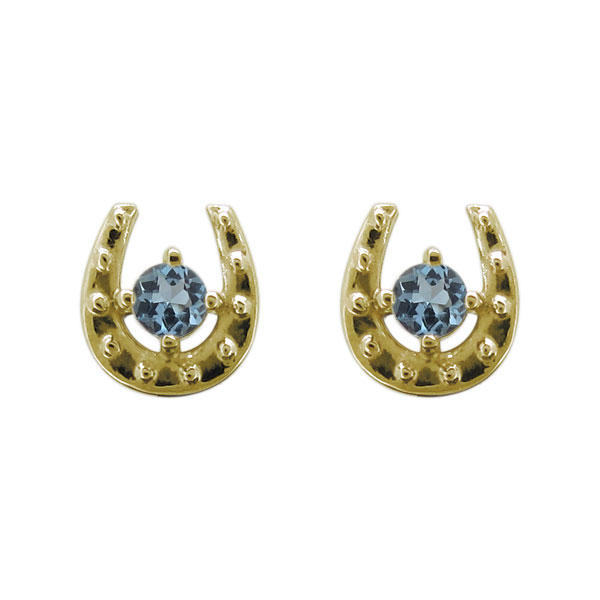 レディース スタッドピアス 18k ホースシュー アクアマリンサンタマリア ピアス 18k 18金 プレゼント 母の日 2026