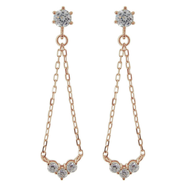 ダイヤモンド レディース ロングチェーンピアス 10金 トリロジーピアス プレゼント 母の日 2026｜PLEJOUR 誕生石ジュエリー専門店