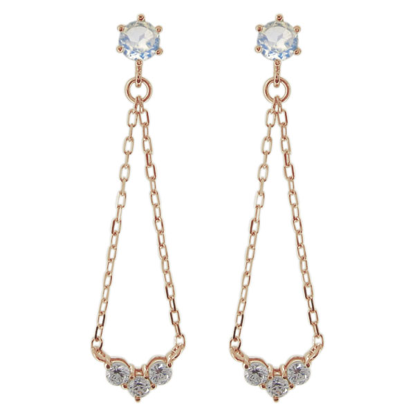 ロイヤルブルームーンストーン レディース ロングチェーンピアス 10金 トリロジーピアス プレゼント 母の日 2026|PLEJOUR 誕生石ジュエリー専門店