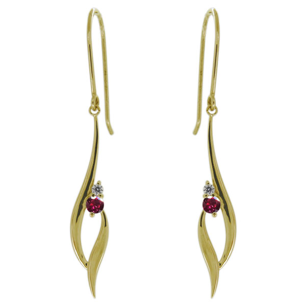 楽天市場 ポイント5 15倍 10日迄 レディース ピアス 揺れる シンプル ルビー 7月誕生石 フックピアス 10金 プレゼント 敬老の日 Plejour プレジュール