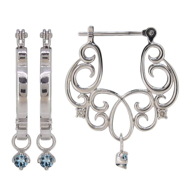 プラチナ ピアス フープ Pt900 クロッシング アクアマリンサンタマリア 大人 かわいい 93,005円