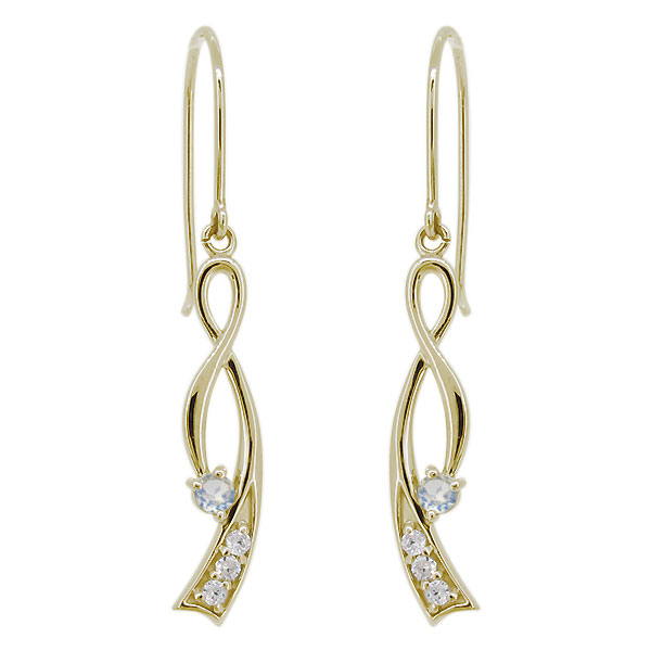 ピアス 18k 揺れる レディース インフィニティ 6月誕生石 ロイヤルブルームーンストーン りぼん k18 ピンク イエロー 母の日 2026｜PLEJOUR 誕生石ジュエリー専門店 86,240円