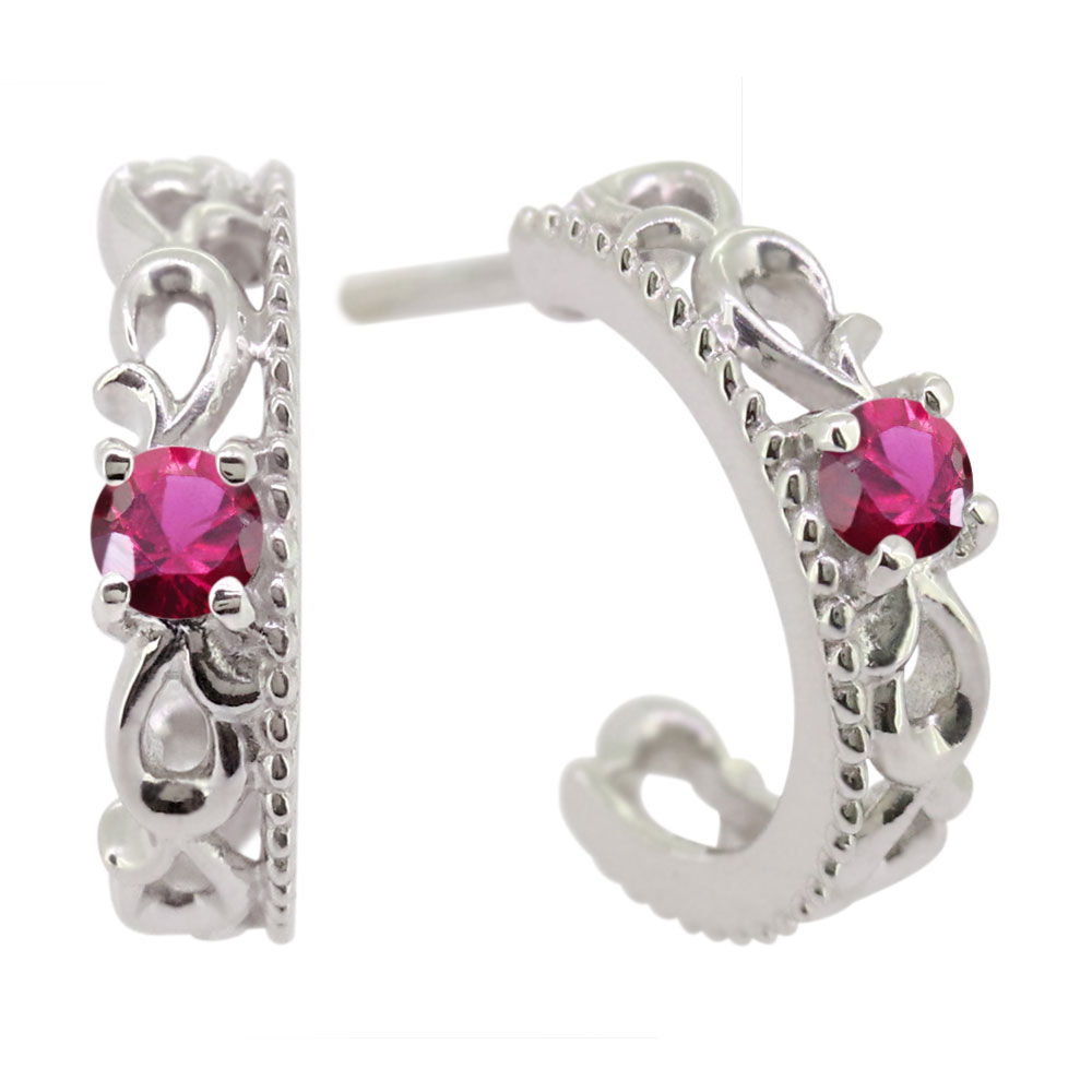 18金 ルビー フープピアス 楽天市場】18金 ピアス メンズ 小さめ フープピアス 唐草 両耳 ルビー