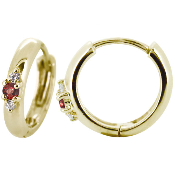 フープピアス 18k メンズ 太め シンプル 片耳 リングピアス ガーネット 父の日 2026|PLEJOUR 誕生石ジュエリー専門店