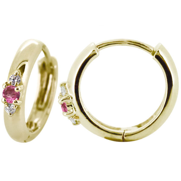 フープピアス 18k メンズ 太め シンプル 片耳 リングピアス ピンクトルマリン 父の日 2026|PLEJOUR 誕生石ジュエリー専門店