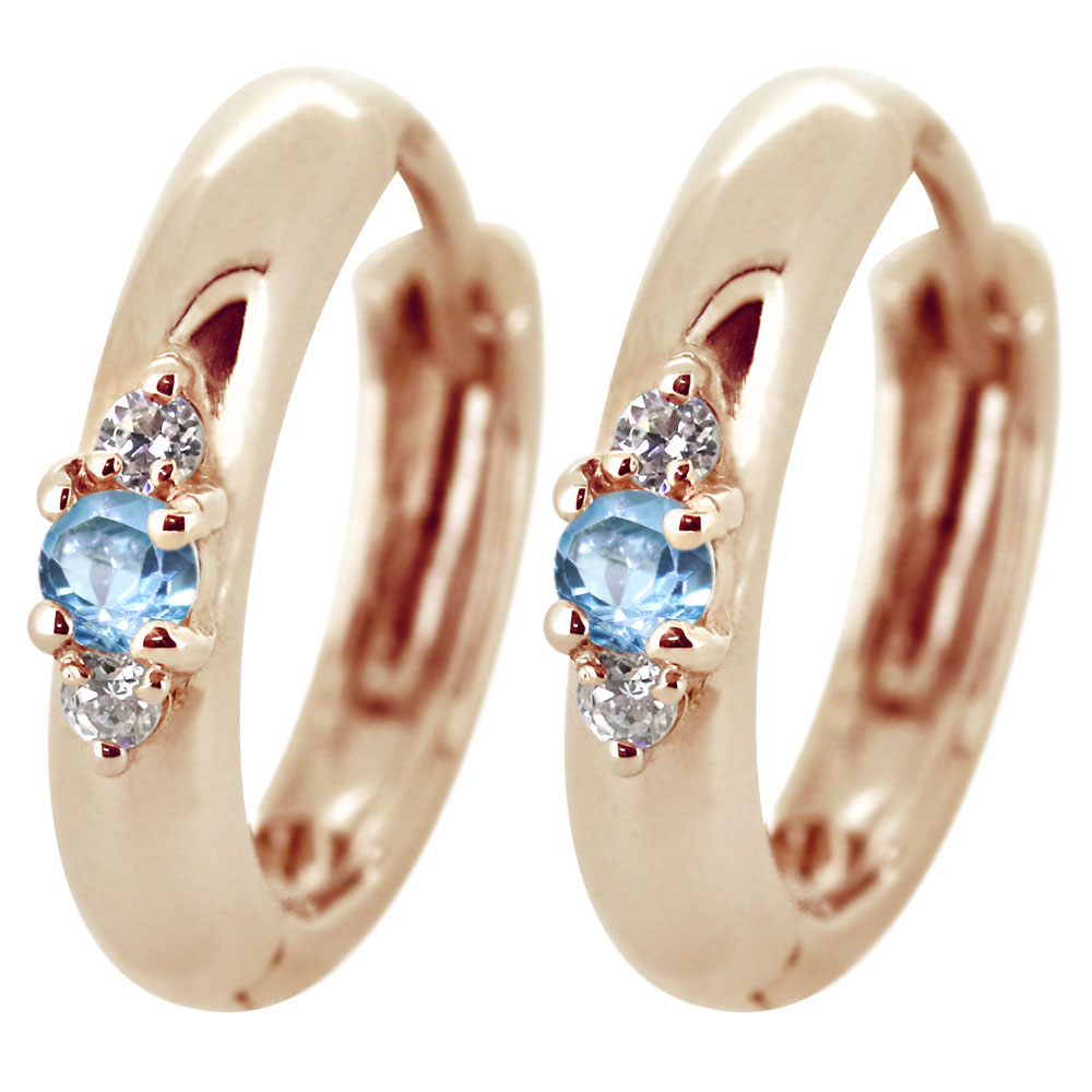 ピアス レディース フープ 小さめ ブルートパーズ 11月誕生石 10k 両耳 シンプル｜PLEJOUR 誕生石ジュエリー専門店