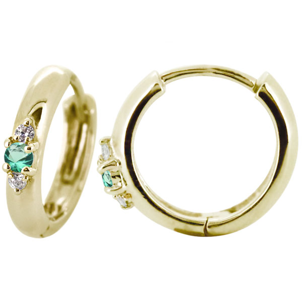 フープピアス 18k メンズ 太め シンプル 片耳 リングピアス エメラルド 父の日 2026｜PLEJOUR 誕生石ジュエリー専門店