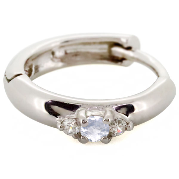 メンズ ピアス リング フープピアス プラチナ シンプル ロイヤルブルームーンストーン 片耳 septicin Com